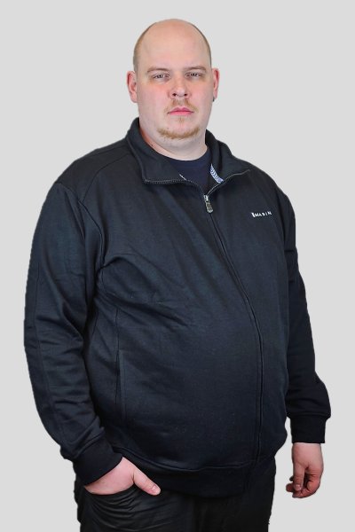 Zip-tröja med krage MARINE 452 svart