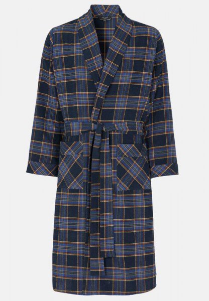 Morgonrock flanell 187 Marin/rutig