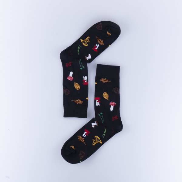 Bomullsstrumpa SQRTN SHROOM BLACK