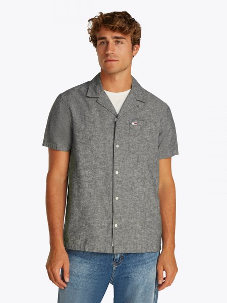 Kortärmad linneskjorta TOMMY 0895 Dark night navy