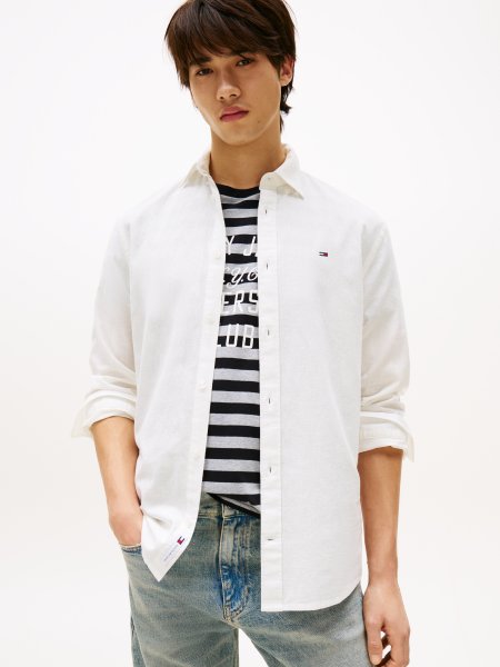 Linneskjorta TOMMY JEANS Ecru